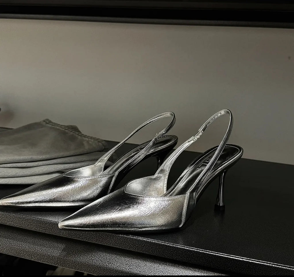 Nuevas sandalias de tacón alto para mujer, estilo *slip-on*, con punta en punta y diseño elegante y sexy; ideales para la oficina y el entorno profesional.