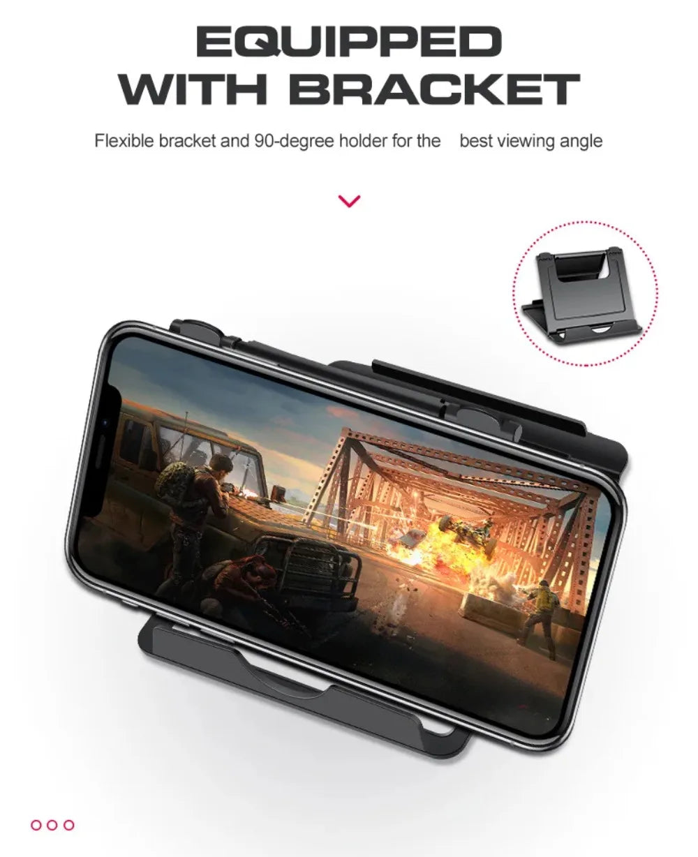 Combo 5 en 1 de teclado y ratón gaming RGB con convertidor para mando de una mano; conexión por cable y baja latencia para PUBG Mobile (Android, iOS y PC).