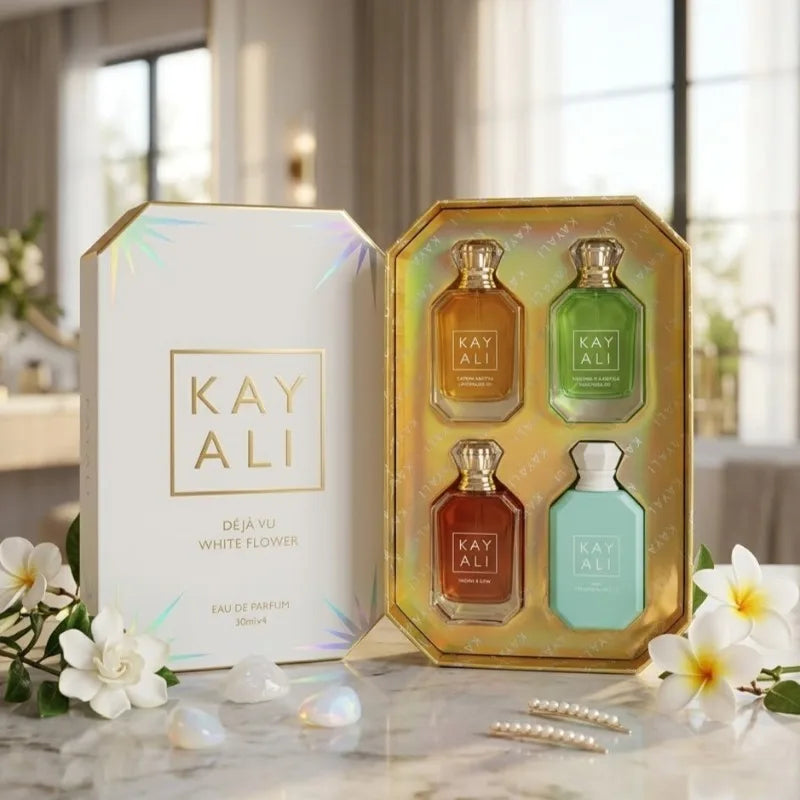 Set de perfumes KAYALI (4 x 30 ml): Colección de fragancias unisex de lujo y larga duración; aromas elegantes, dulces, suaves y exóticos; fragancias exclusivas de alta gama.