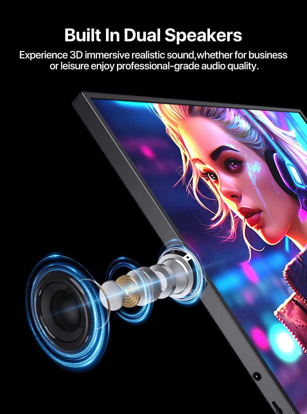 Monitor portátil UPERFECT de 18 pulgadas, 2.5K, 100% DCI-P3, 144 Hz, pantalla gaming con panel IPS LCD mate, FreeSync, HDR y compatibilidad VESA.