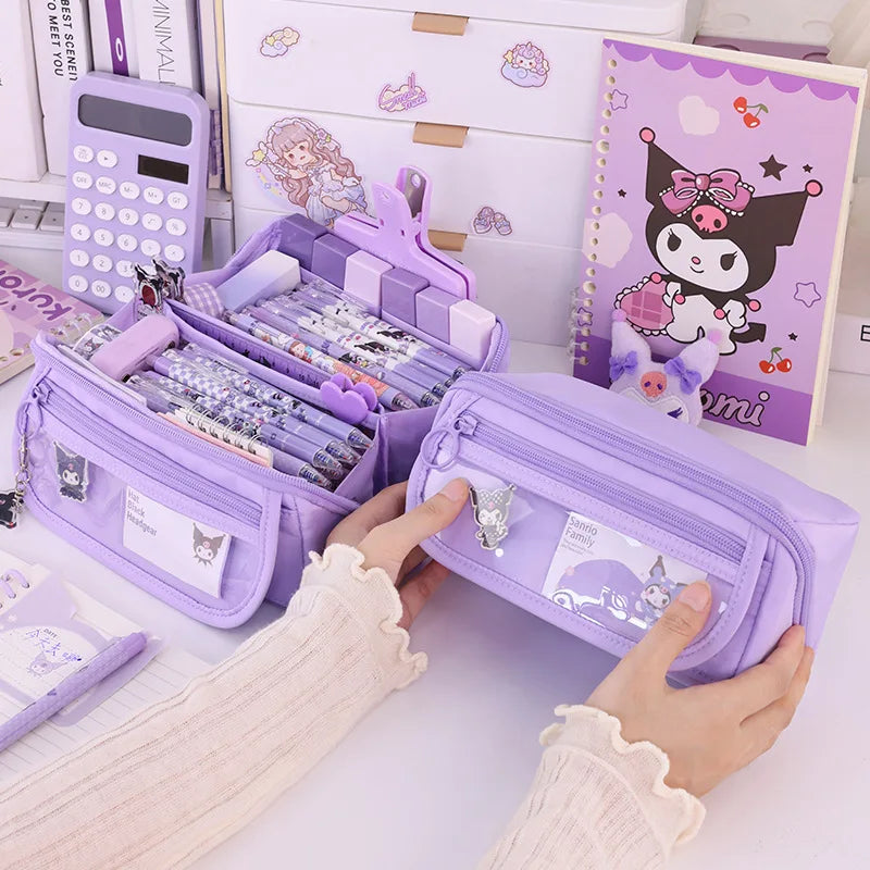 Estuche de gran capacidad con cremallera: estuche portátil para material de papelería, ideal para estudiantes y para guardar artículos escolares y de oficina.