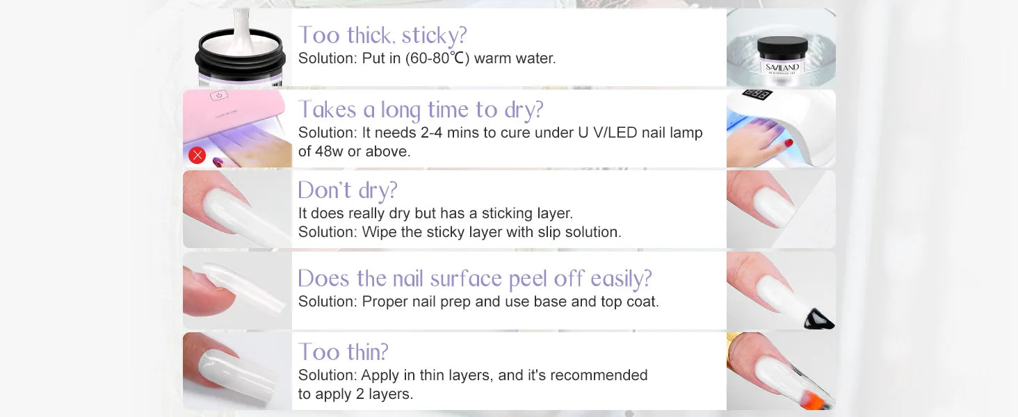 Saviland - Gel constructor de uñas de 100 g (tonos blanco, nude y rosa) para extensión de uñas; gel multifuncional para arte de uñas, tipo Soak-Off (remoción con remojo), curado UV, apto para salón y uso doméstico.