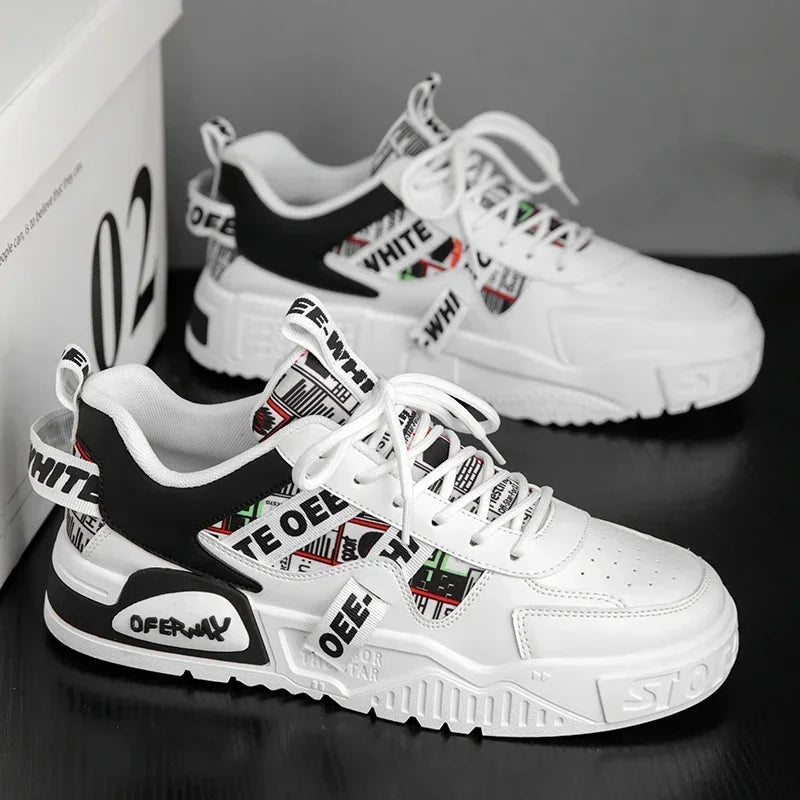 Zapatillas de skate para hombre: estilo casual, deportivo y de moda; ideales para correr, senderismo y uso diario. Diseño de lujo con plataforma, fabricadas en cuero.