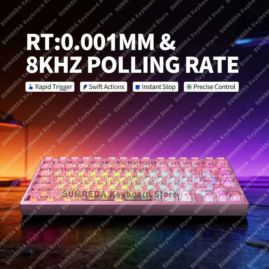 Teclado mecánico para juegos IROK MG75 PRO / MG75 Max con interruptores magnéticos, tiempo de respuesta de 0,125 ms, tasa de sondeo de 8K, precisión de 0,001 mm (RT), estructura de aluminio, iluminación RGB, función Hot-Swap y conexión por cable.