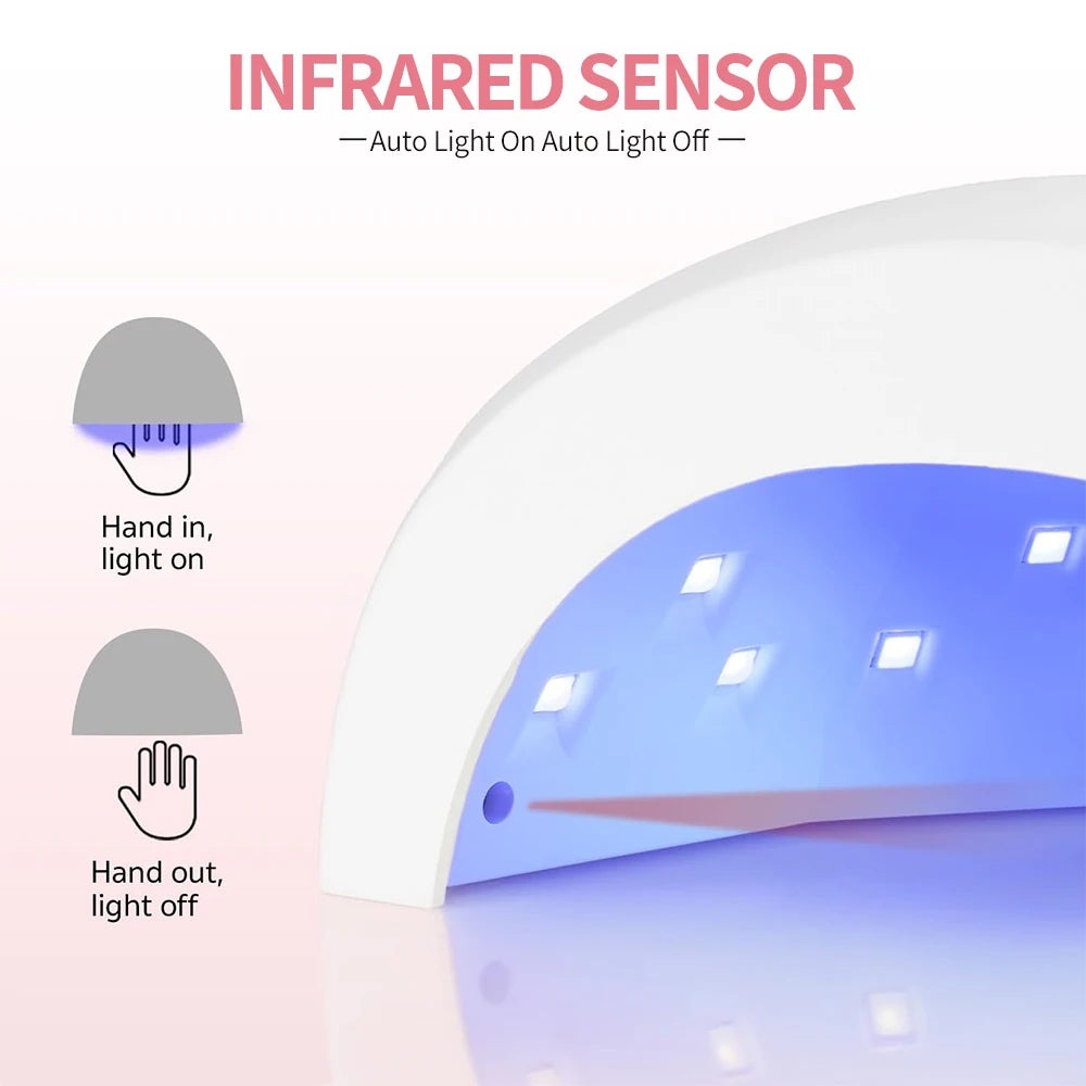 Lámpara UV LED para uñas LINMANDA Sun 1S de 48 W (30 LED) con 4 ajustes de temporizador; secador de uñas inteligente y herramienta de manicura para uso doméstico o en salón.