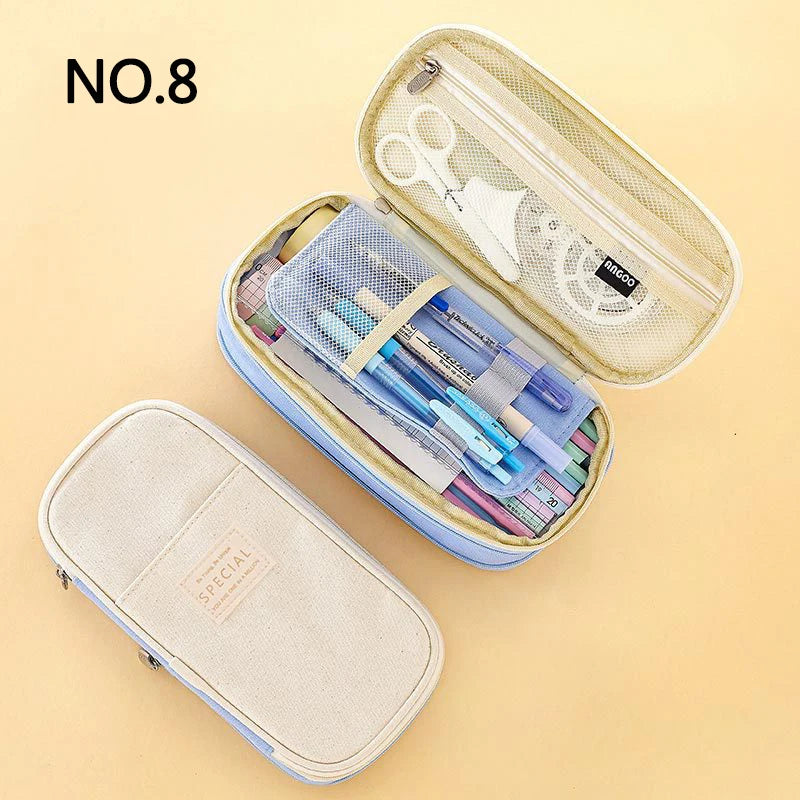 Estuche creativo de gran capacidad y doble capa para niñas; material seguro con certificación CPC; estuche escolar para artículos de papelería.