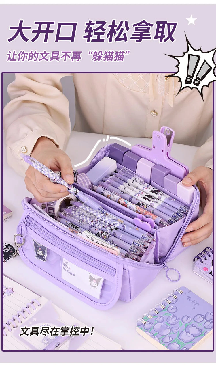 Estuche de gran capacidad con cremallera: estuche portátil para material de papelería, ideal para estudiantes y para guardar artículos escolares y de oficina.