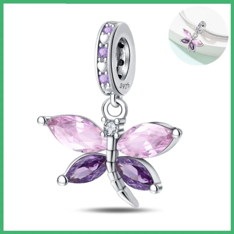Colgante de plata de ley 925 con forma de estuche de maquillaje y circonitas; compatible con pulseras y collares DIY; regalo para ella.