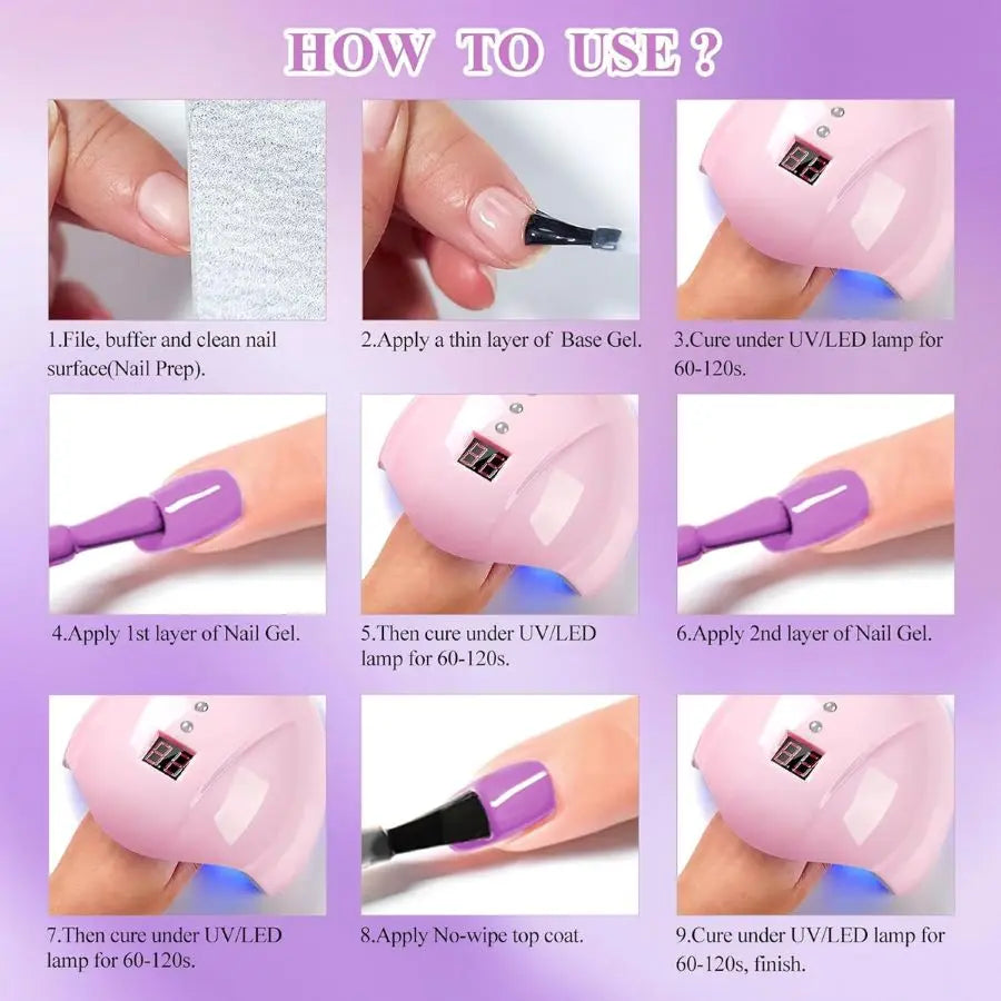 Set de 6 esmaltes de uñas en gel (tonos populares tipo "té con leche"), compatibles con lámpara UV/LED; ideales para nail art, fáciles de aplicar y de retirar (soak-off), aptos para manicura casera o uso en salón.