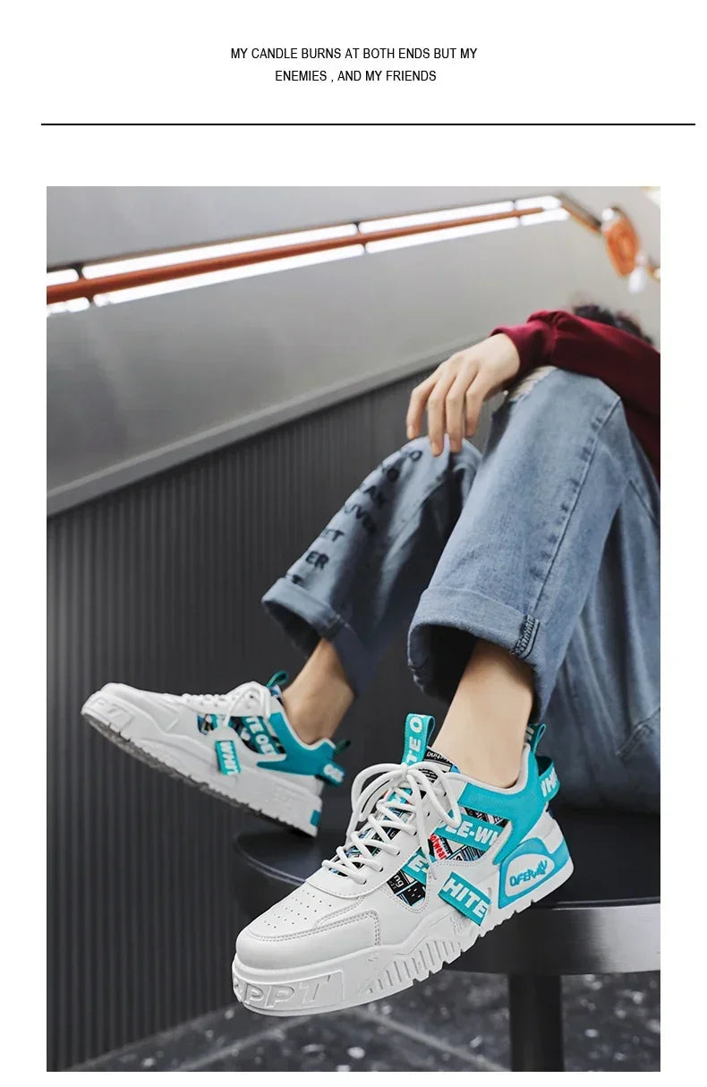 Zapatillas de skate para hombre: estilo casual, deportivo y de moda; ideales para correr, senderismo y uso diario. Diseño de lujo con plataforma, fabricadas en cuero.