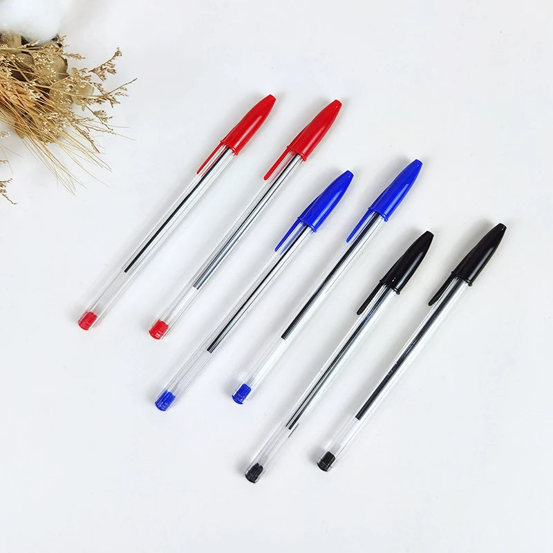 Bolígrafos de 1,0 mm (paquete de 50 o 100 unidades) en azul o negro; cuerpo de plástico. Ideales para estudiantes, regalos y material escolar u de oficina. Escritura suave y duradera.