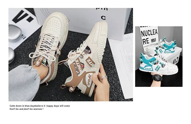 Zapatillas de skate para hombre: estilo casual, deportivo y de moda; ideales para correr, senderismo y uso diario. Diseño de lujo con plataforma, fabricadas en cuero.