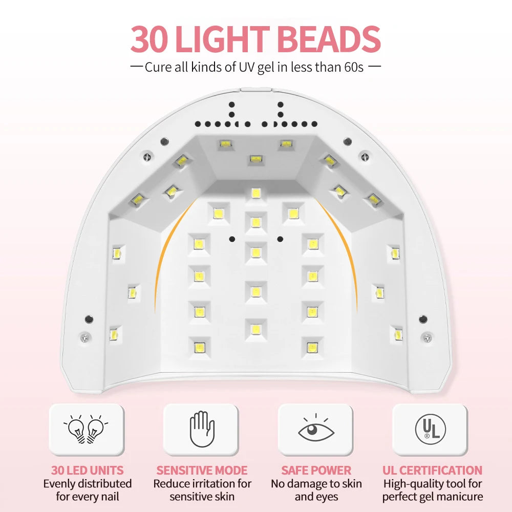 Lámpara UV LED para uñas LINMANDA Sun 1S de 48 W (30 LED) con 4 ajustes de temporizador; secador de uñas inteligente y herramienta de manicura para uso doméstico o en salón.