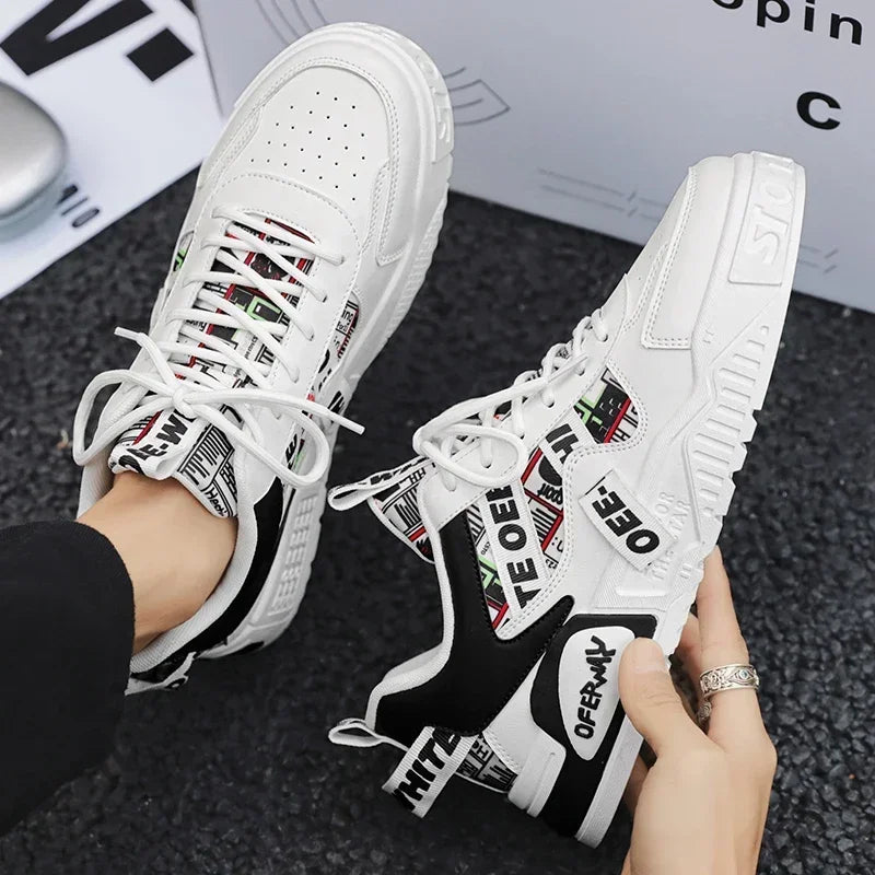 Zapatillas de skate para hombre: estilo casual, deportivo y de moda; ideales para correr, senderismo y uso diario. Diseño de lujo con plataforma, fabricadas en cuero.
