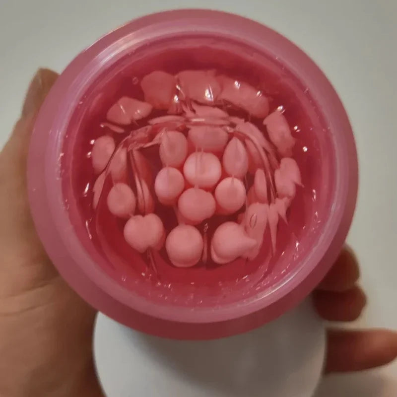 Crema coreana en cápsulas de colágeno rosa y PDRN con niacinamida para tono de piel desigual; hidratante facial ligero y no graso.