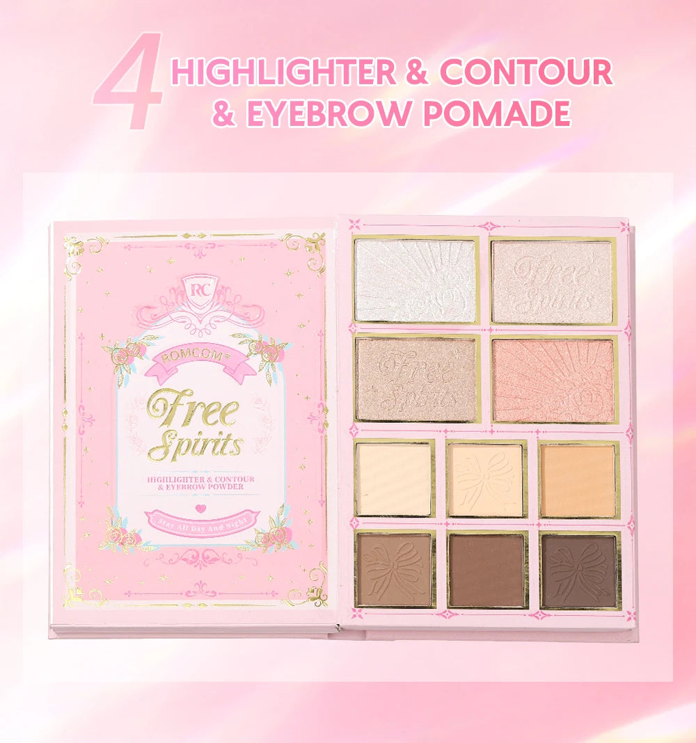 Paleta de maquillaje tipo libro «todo en uno» de 5 niveles: kit completo con 48 sombras de ojos, 6 coloretes, productos para contorno, iluminador y pomada para cejas, además de 6 labiales.