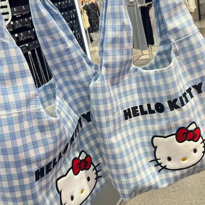 Bolso tote de lona Hello Kitty: ligero, casual, para llevar al hombro o en la mano; gran capacidad, ideal para viajes de verano, compras o uso diario; regalo .