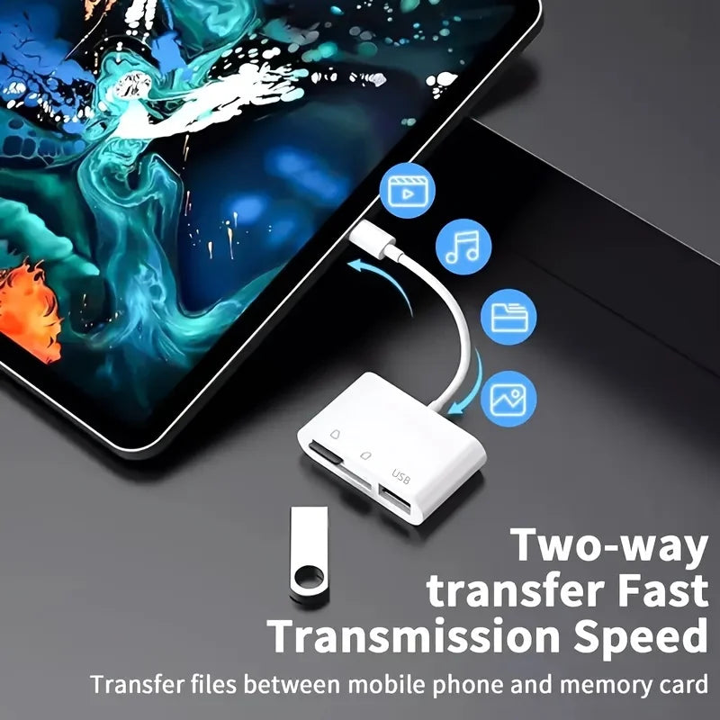 Adaptador 3 en 1 USB-C y lector de tarjetas de memoria (TF, CF, SD) / grabador para CompactFlash, compatible con MacBook Pro
