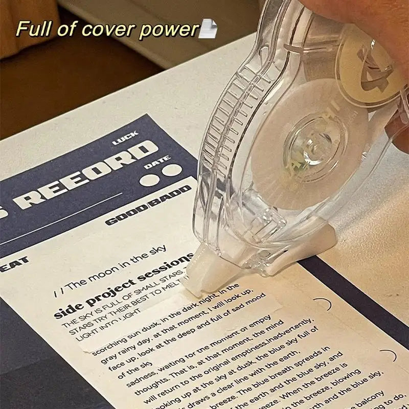 1 unidad de cinta correctora transparente y sencilla de 20 m (gran capacidad); material de papelería para estudiantes.
