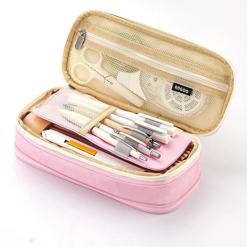 Estuche creativo de gran capacidad y doble capa para niñas; material seguro con certificación CPC; estuche escolar para artículos de papelería.