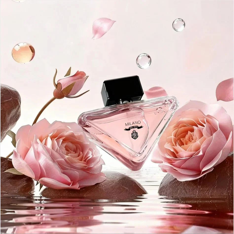 Perfume de 90 ml con aroma fresco y misterioso: capullos de azahar dulce, ámbar profundo y almizcle blanco sedoso. Fragancia duradera, ideal para una cita romántica.