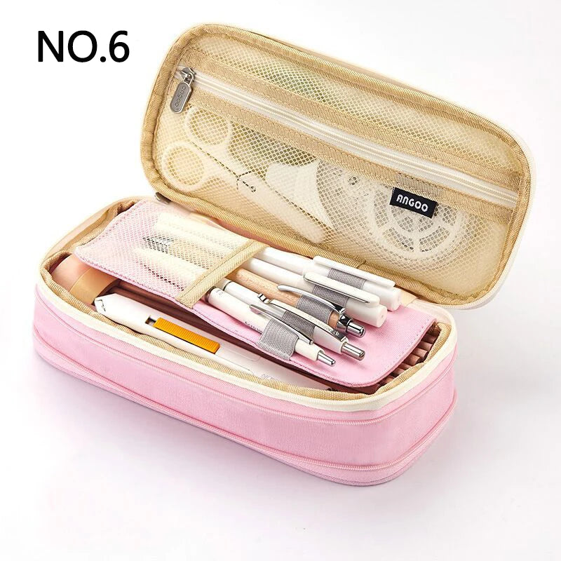 Estuche creativo de gran capacidad y doble capa para niñas; material seguro con certificación CPC; estuche escolar para artículos de papelería.