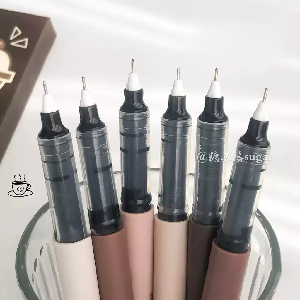 Juego de 6 bolígrafos de gel de gran capacidad, tinta negra de secado rápido, punta fina de 0,5 mm, tipo roller de tinta líquida, ideales para estudiantes y escritura de diarios.