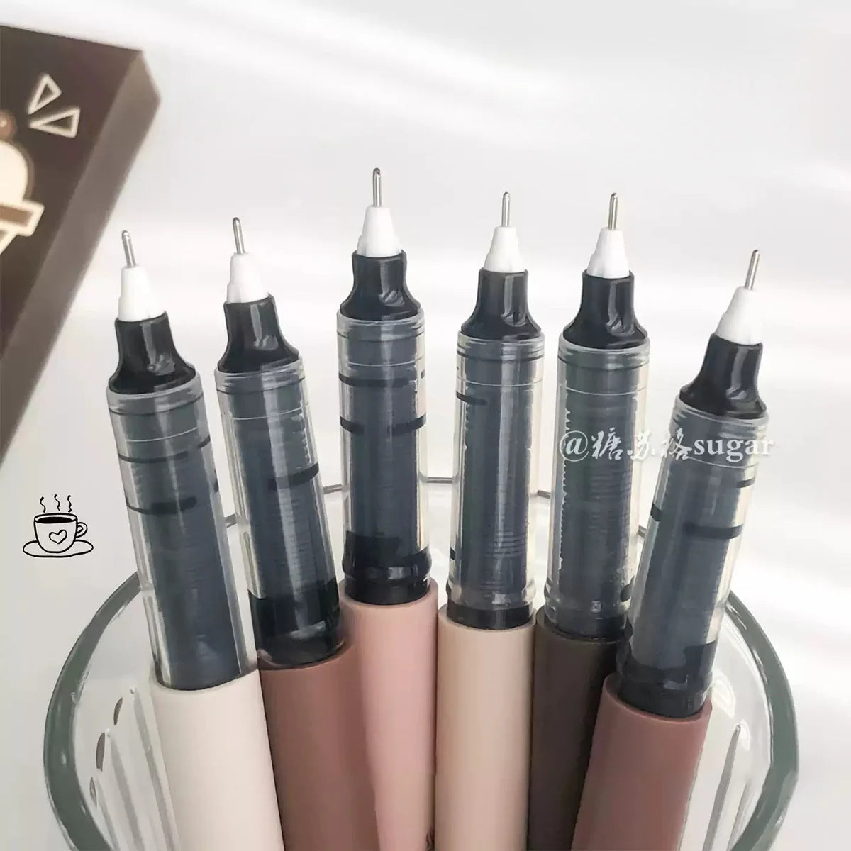 Juego de 6 bolígrafos de gel de gran capacidad, tinta negra de secado rápido, punta fina de 0,5 mm, tipo roller de tinta líquida, ideales para estudiantes y escritura de diarios.