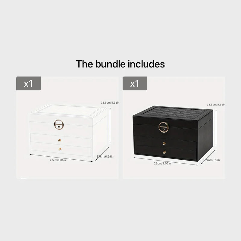 1 caja para guardar joyas (collares y pendientes); opción ideal para regalo.