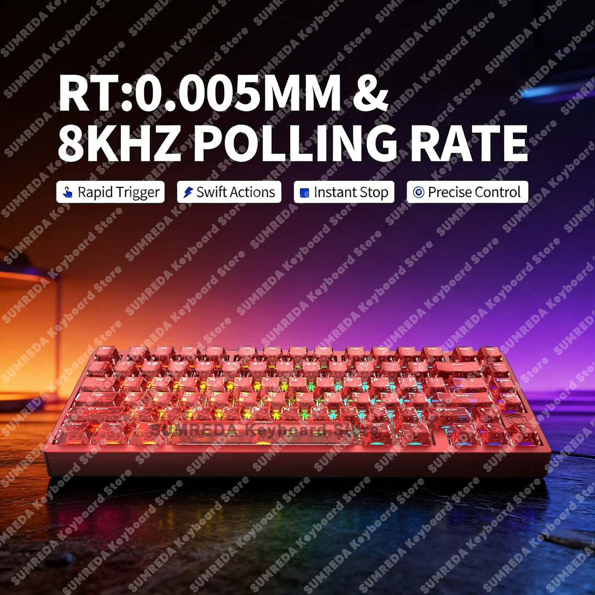 Teclado mecánico para juegos IROK MG75 PRO / MG75 Max con interruptores magnéticos, tiempo de respuesta de 0,125 ms, tasa de sondeo de 8K, precisión de 0,001 mm (RT), estructura de aluminio, iluminación RGB, función Hot-Swap y conexión por cable.
