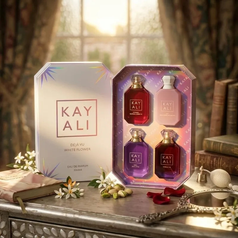 Set de perfumes KAYALI (4 x 30 ml): Colección de fragancias unisex de lujo y larga duración; aromas elegantes, dulces, suaves y exóticos; fragancias exclusivas de alta gama.