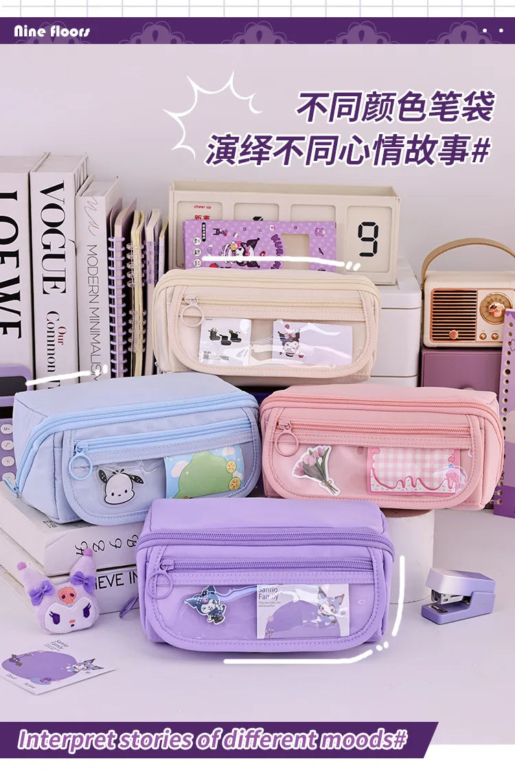 Estuche de gran capacidad con cremallera: estuche portátil para material de papelería, ideal para estudiantes y para guardar artículos escolares y de oficina.