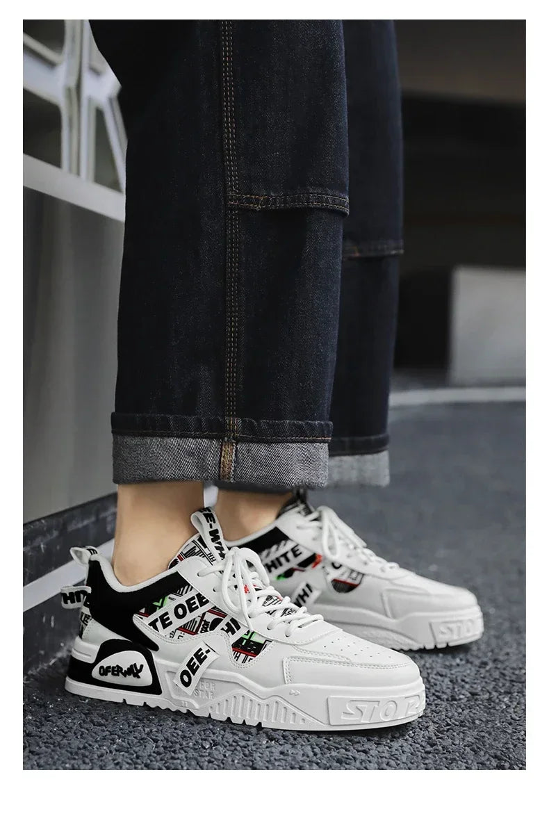 Zapatillas de skate para hombre: estilo casual, deportivo y de moda; ideales para correr, senderismo y uso diario. Diseño de lujo con plataforma, fabricadas en cuero.