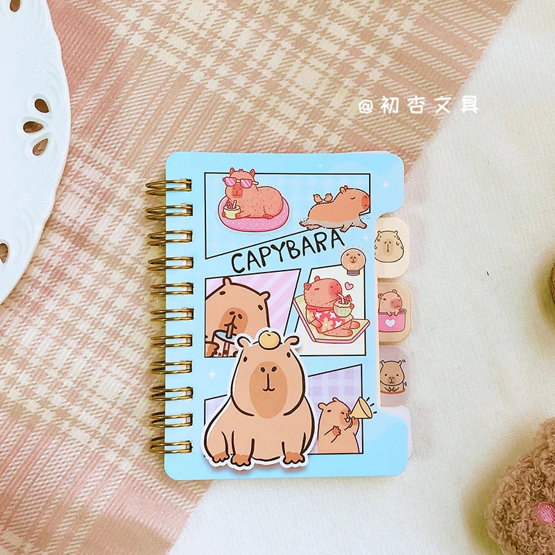 Papelería kawaii, material escolar, accesorios de oficina, bloc de notas, libreta, diario, cuaderno de capibara estilo aesthetic.
