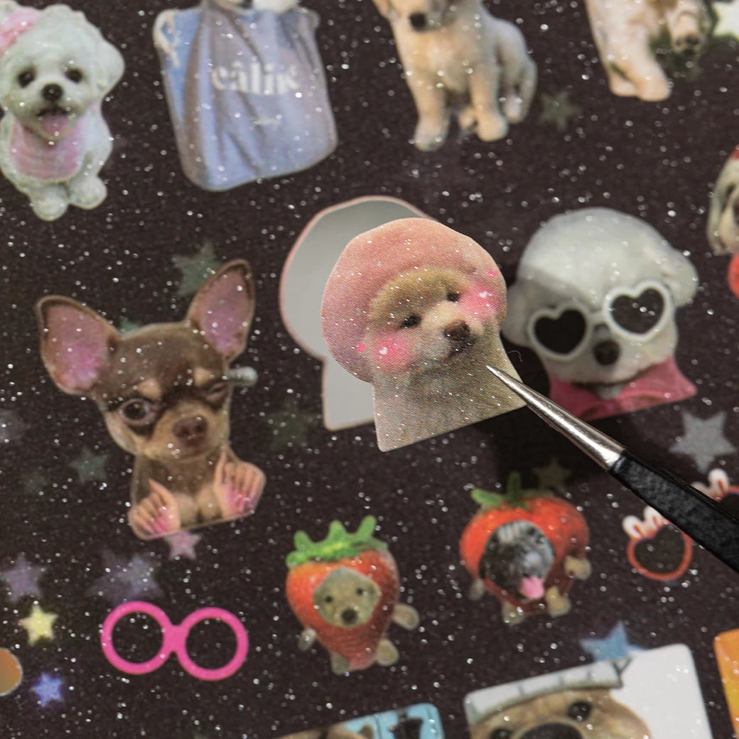 Libro de pegatinas con temática de mascotas adorables (30 hojas/bolsa) con encuadernación de anillas; ideal para scrapbooking, manualidades, collages y decoración de fondos.