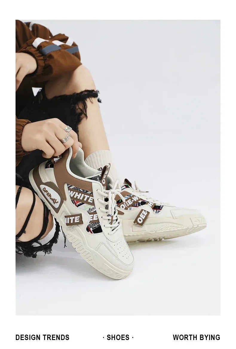Zapatillas de skate para hombre: estilo casual, deportivo y de moda; ideales para correr, senderismo y uso diario. Diseño de lujo con plataforma, fabricadas en cuero.