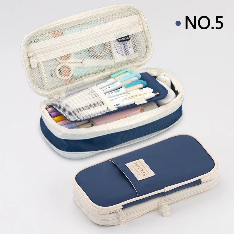 Estuche creativo de gran capacidad y doble capa para niñas; material seguro con certificación CPC; estuche escolar para artículos de papelería.