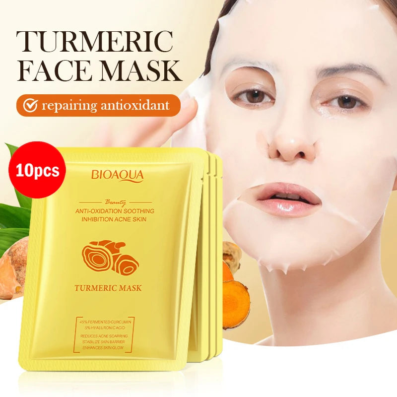 Pack de 5/10 mascarillas faciales BIOAQUA con baba de caracol, ácido hialurónico y retinol; hidratantes y reafirmantes para el cuidado de la piel del rostro.