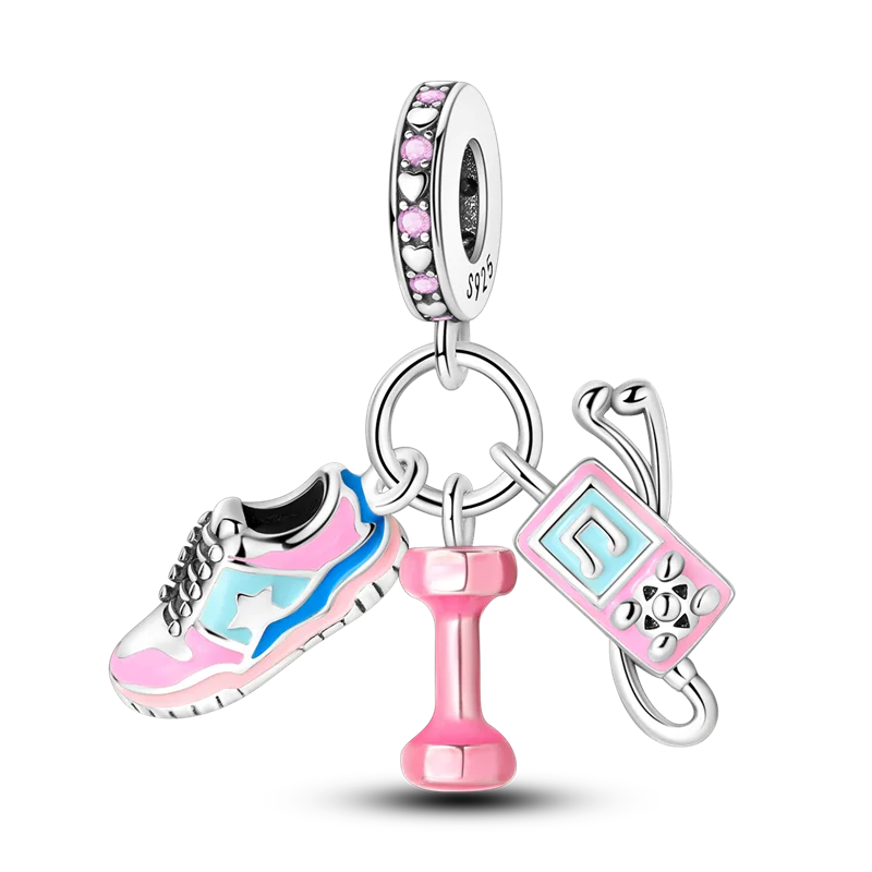 Colgante de plata de ley 925 con forma de estuche de maquillaje y circonitas; compatible con pulseras y collares DIY; regalo para ella.