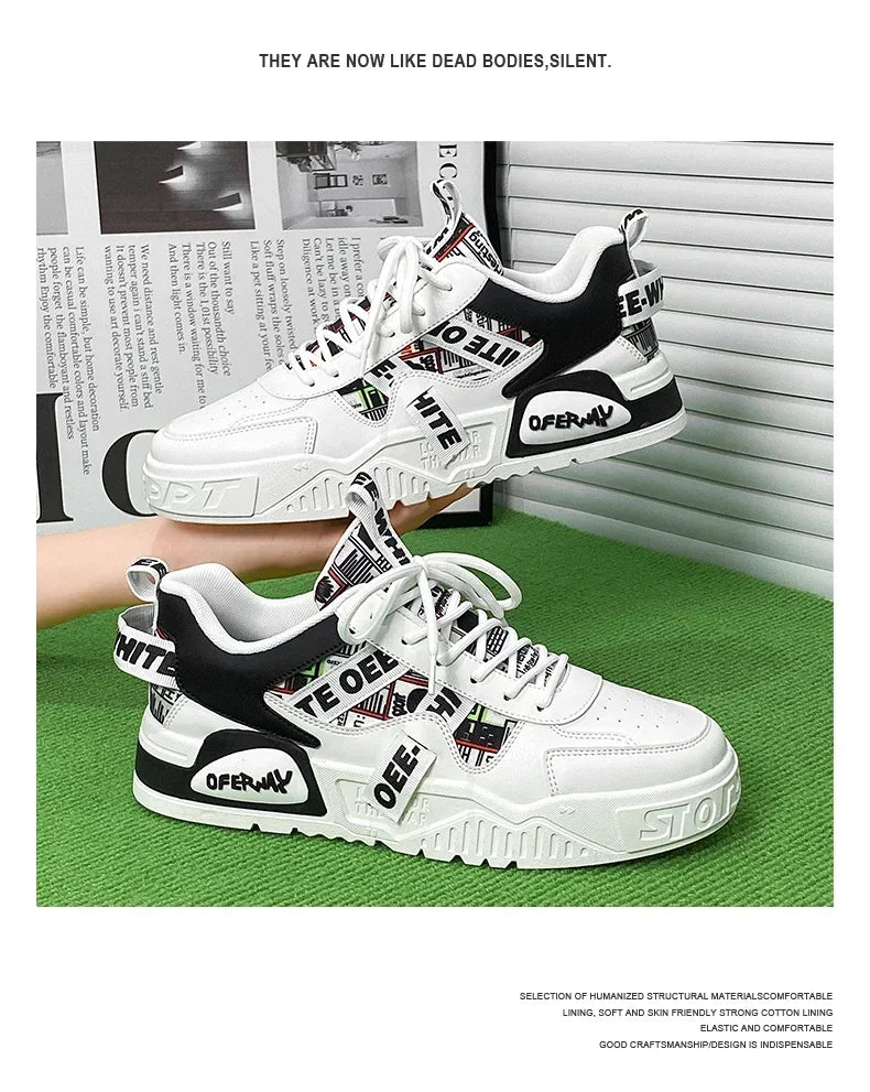 Zapatillas de skate para hombre: estilo casual, deportivo y de moda; ideales para correr, senderismo y uso diario. Diseño de lujo con plataforma, fabricadas en cuero.