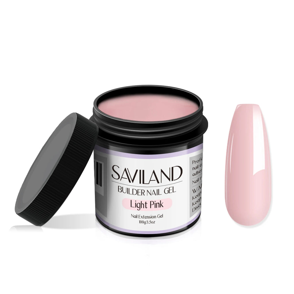 Saviland - Gel constructor de uñas de 100 g (tonos blanco, nude y rosa) para extensión de uñas; gel multifuncional para arte de uñas, tipo Soak-Off (remoción con remojo), curado UV, apto para salón y uso doméstico.