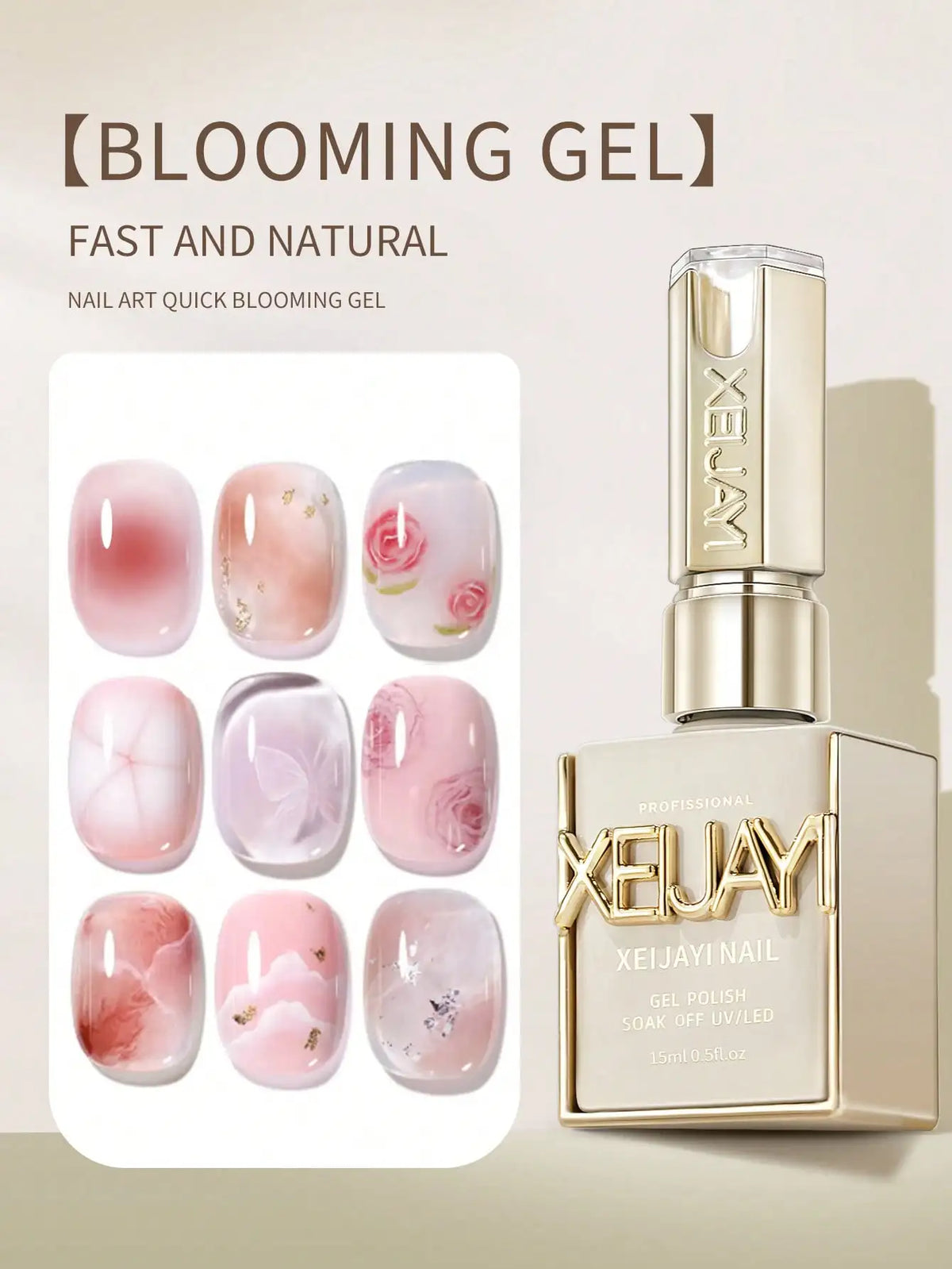 Esmalte de uñas Blooming Gel de 15 ml (UV/LED, Soak-Off), capa superior selladora brillante
