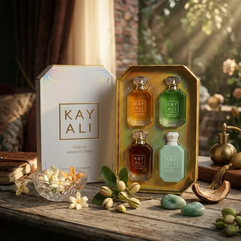 Set de perfumes KAYALI (4 x 30 ml): Colección de fragancias unisex de lujo y larga duración; aromas elegantes, dulces, suaves y exóticos; fragancias exclusivas de alta gama.