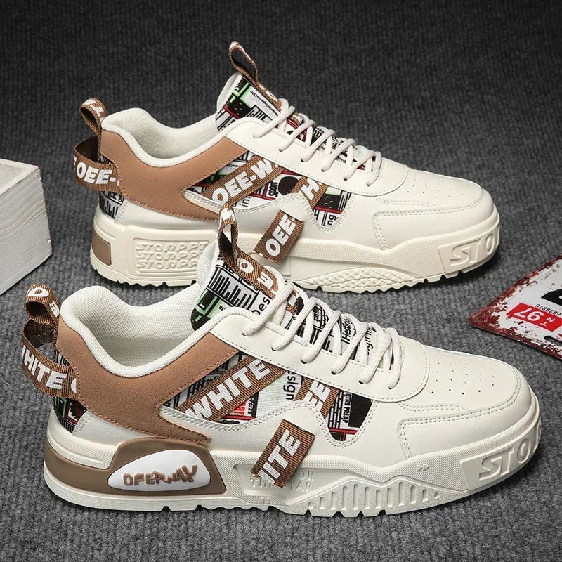 Zapatillas de skate para hombre: estilo casual, deportivo y de moda; ideales para correr, senderismo y uso diario. Diseño de lujo con plataforma, fabricadas en cuero.