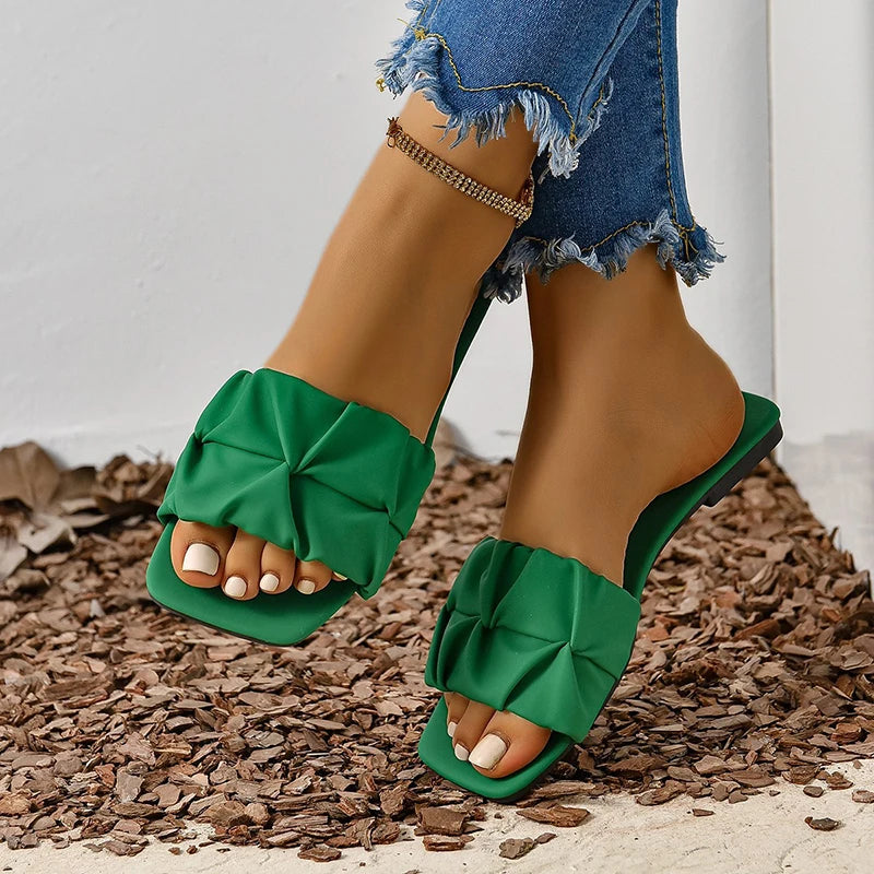 Sandalias planas de moda para mujer con punta cuadrada, estilo coreano, ideales para el verano.