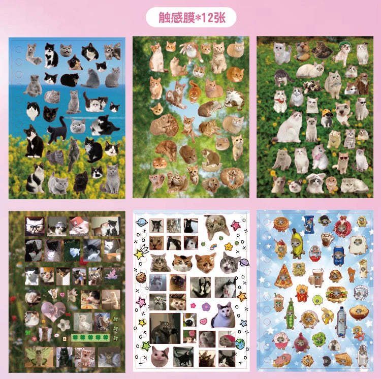 Libro de pegatinas con temática de mascotas adorables (30 hojas/bolsa) con encuadernación de anillas; ideal para scrapbooking, manualidades, collages y decoración de fondos.