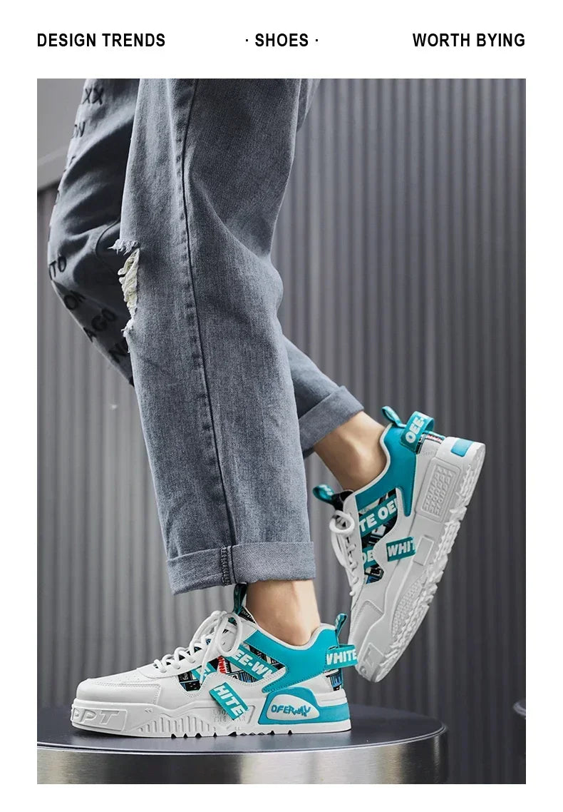 Zapatillas de skate para hombre: estilo casual, deportivo y de moda; ideales para correr, senderismo y uso diario. Diseño de lujo con plataforma, fabricadas en cuero.