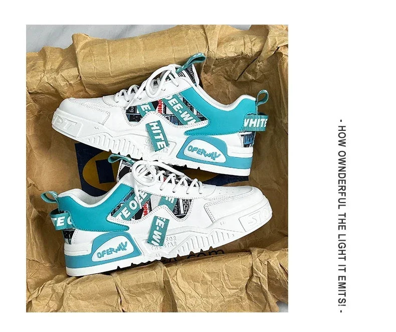 Zapatillas de skate para hombre: estilo casual, deportivo y de moda; ideales para correr, senderismo y uso diario. Diseño de lujo con plataforma, fabricadas en cuero.