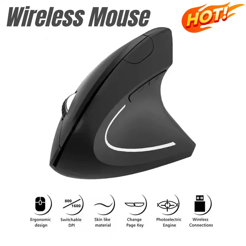 Nuevo ratón vertical inalámbrico recargable (Bluetooth y 2,4 GHz) con diseño ergonómico, agarre lateral personalizado y botones silenciosos; apto para gaming y PC