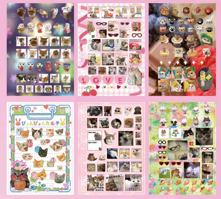 Libro de pegatinas con temática de mascotas adorables (30 hojas/bolsa) con encuadernación de anillas; ideal para scrapbooking, manualidades, collages y decoración de fondos.